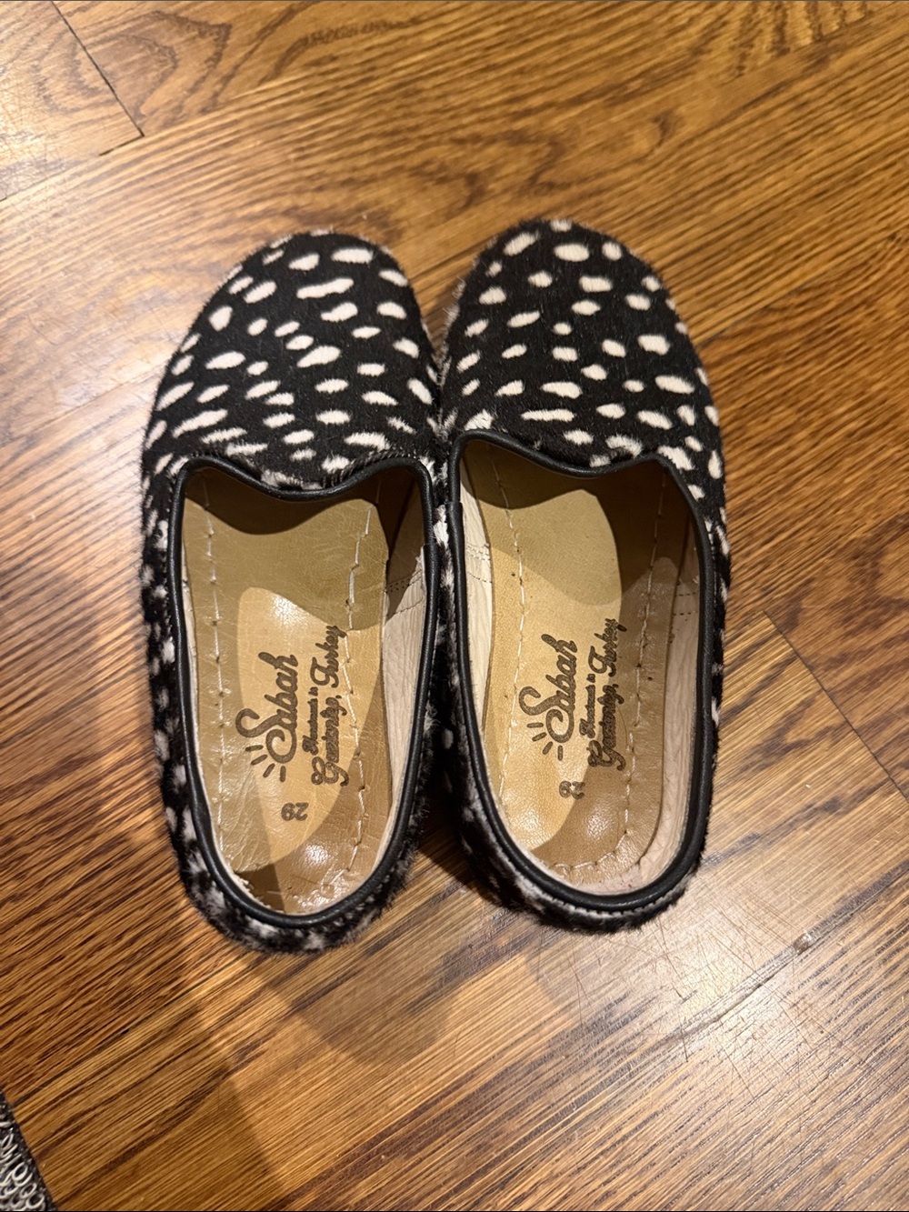 Sabah Black and White Polka Dot Kids Slip-On Shoes